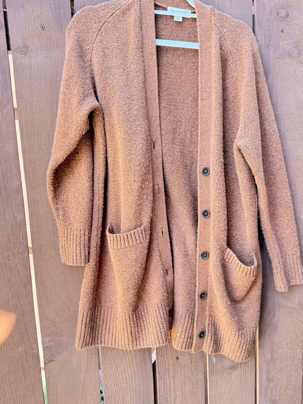 Treasure & Bond Chestnut Brown Longline Button Cardigan